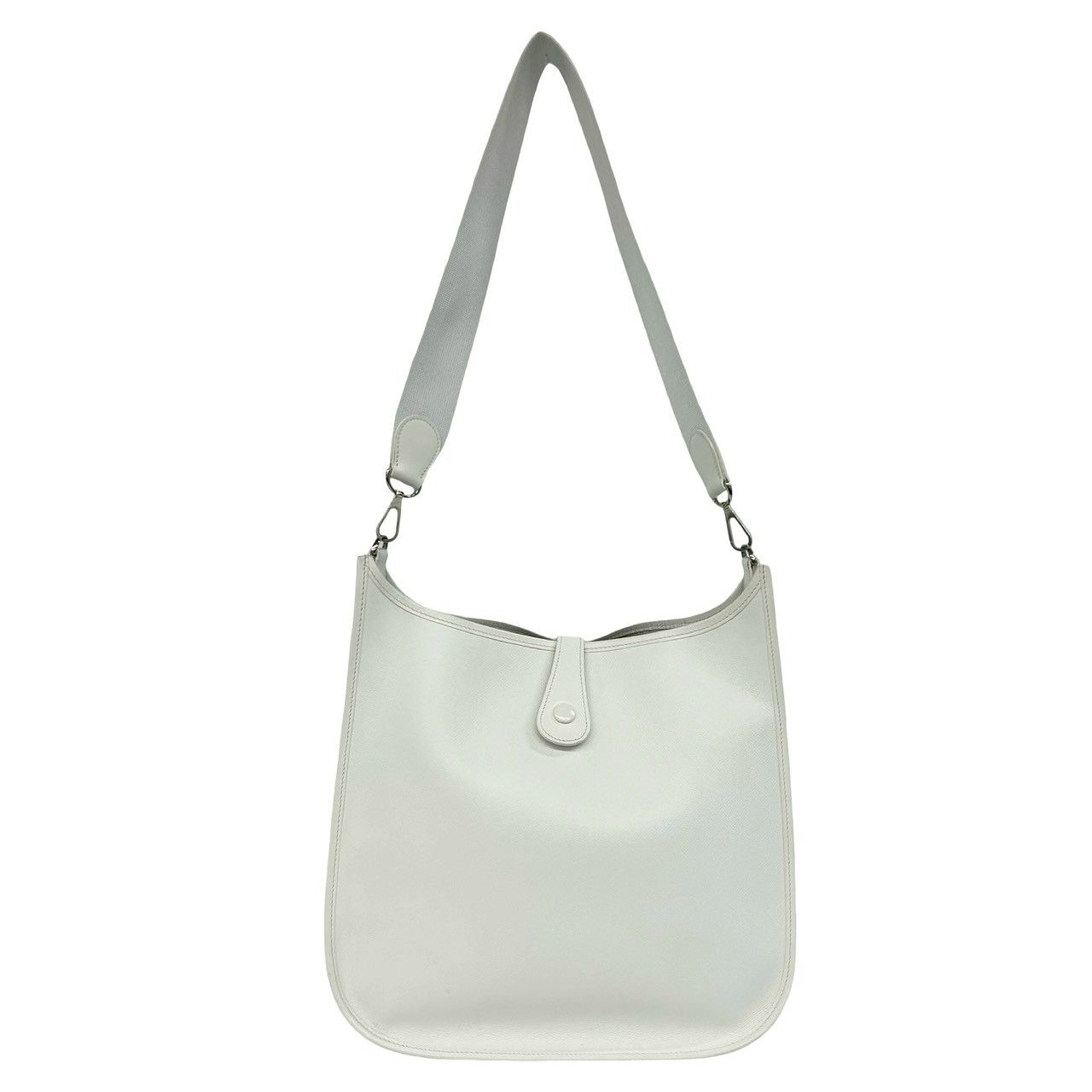 Hermes Evelyne GM Veau Epsom Perforated Shoulder Bag Pochette White — view 3