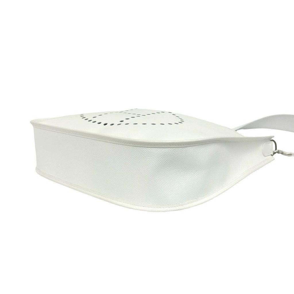 Hermes Evelyne GM Veau Epsom Perforated Shoulder Bag Pochette White — view 8
