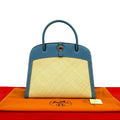 Hermes Dalvi Logo Panama Swift Leather Handbag Mini Tote Blue Jean