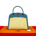 Hermes Dalvi Logo Panama Swift Leather Handbag Mini Tote Blue Jean