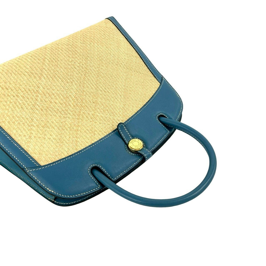 Hermes Dalvi Logo Panama Swift Leather Handbag Mini Tote Blue Jean — view 4