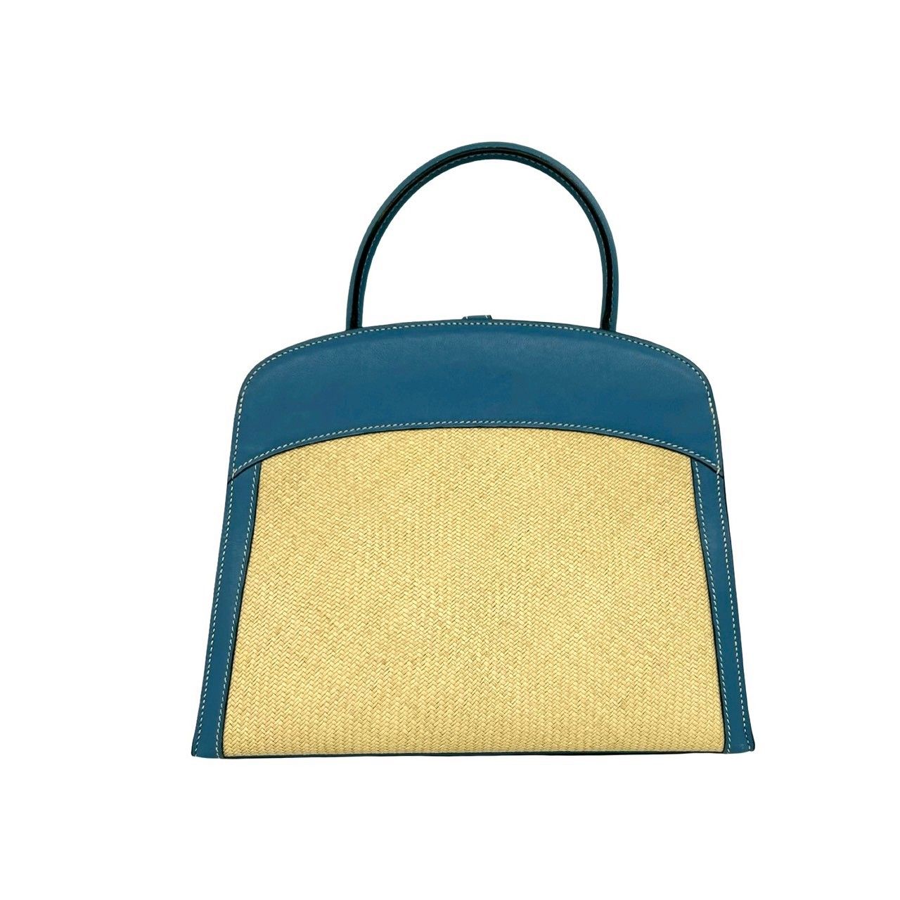 Hermes Dalvi Logo Panama Swift Leather Handbag Mini Tote Blue Jean — view 3