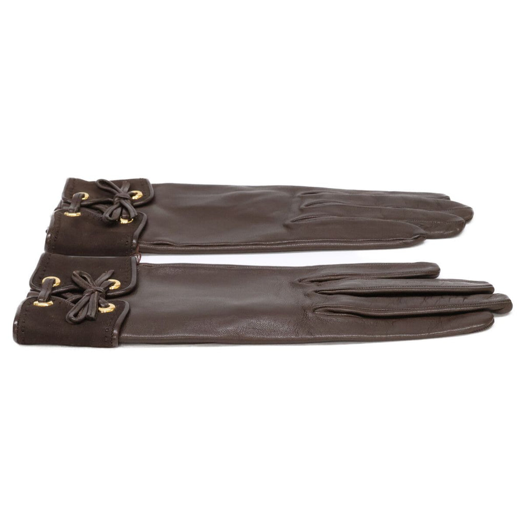 Hermes Lambskin Gloves Brown — view 6