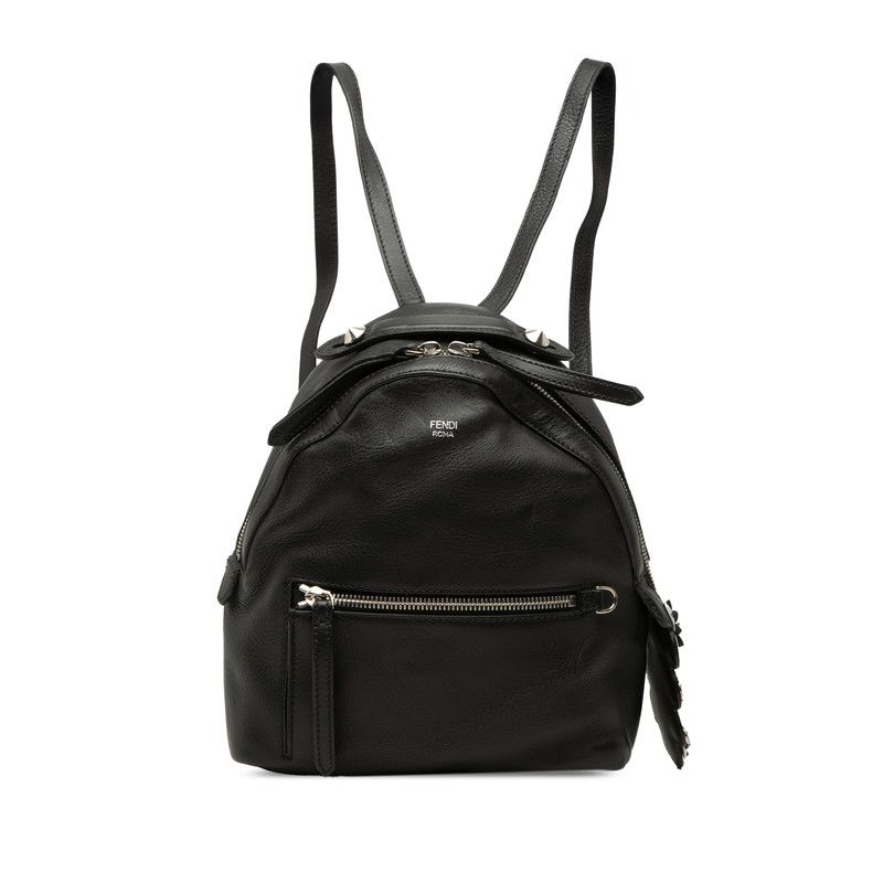 Fendi by the Way Flower Bijou Backpack Black Leather