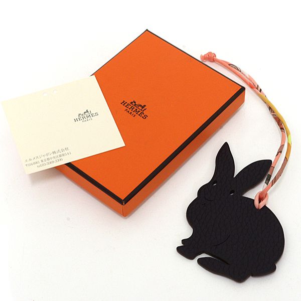 Hermes Petit Charm Rabbit Togo Chevremisor Purple Black Keychain — view 6