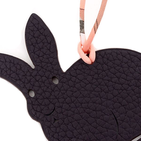 Hermes Petit Charm Rabbit Togo Chevremisor Purple Black Keychain — view 3