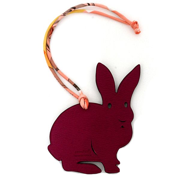 Hermes Petit Charm Rabbit Togo Chevremisor Purple Black Keychain — view 2