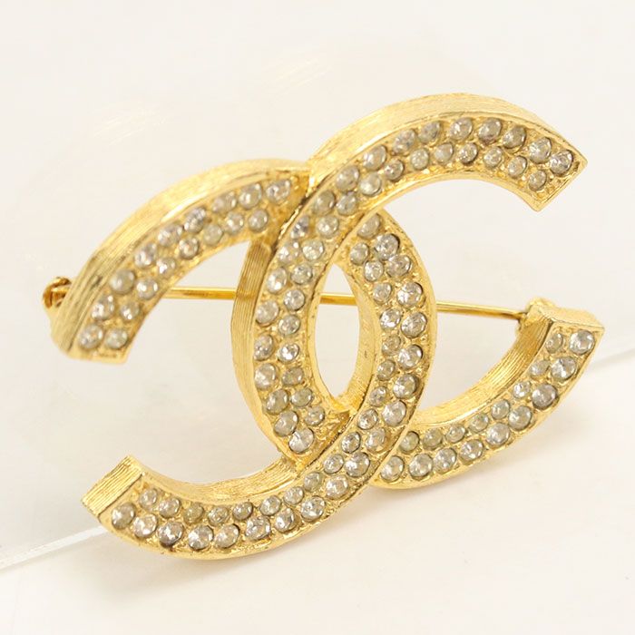 Chanel Rhinestone CC Logo Brooch Metal — view 4