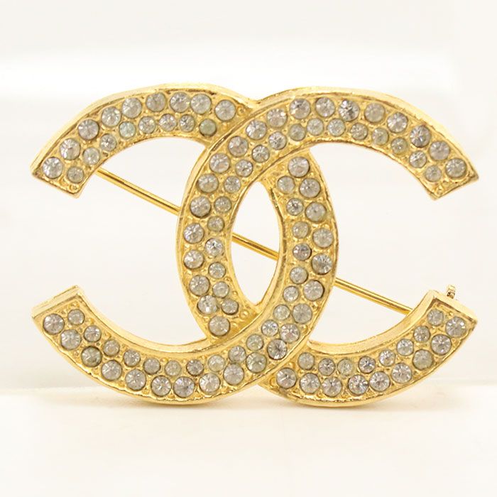 Chanel Rhinestone CC Logo Brooch Metal — view 6