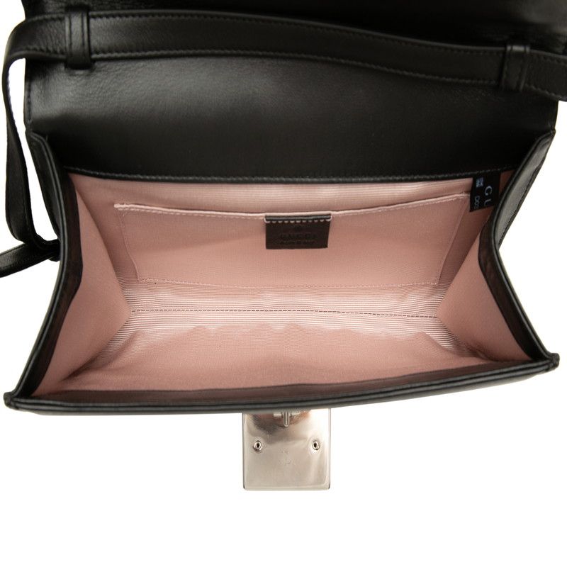 Gucci Interlocking Crossbody Shoulder Bag Black Leather