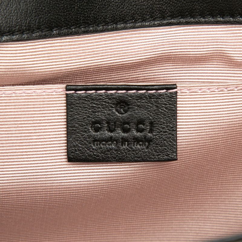 Gucci Interlocking Crossbody Shoulder Bag Black Leather