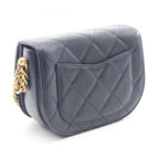Chanel Shoulder Bag Quilted Navy Caviar Leather Small Chain — view 2