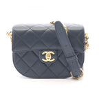 Chanel Shoulder Bag Quilted Navy Caviar Leather Small Chain