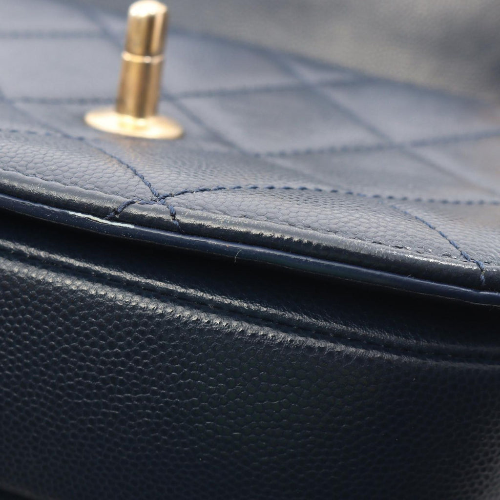 Chanel Shoulder Bag Quilted Navy Caviar Leather Small Chain — view 8