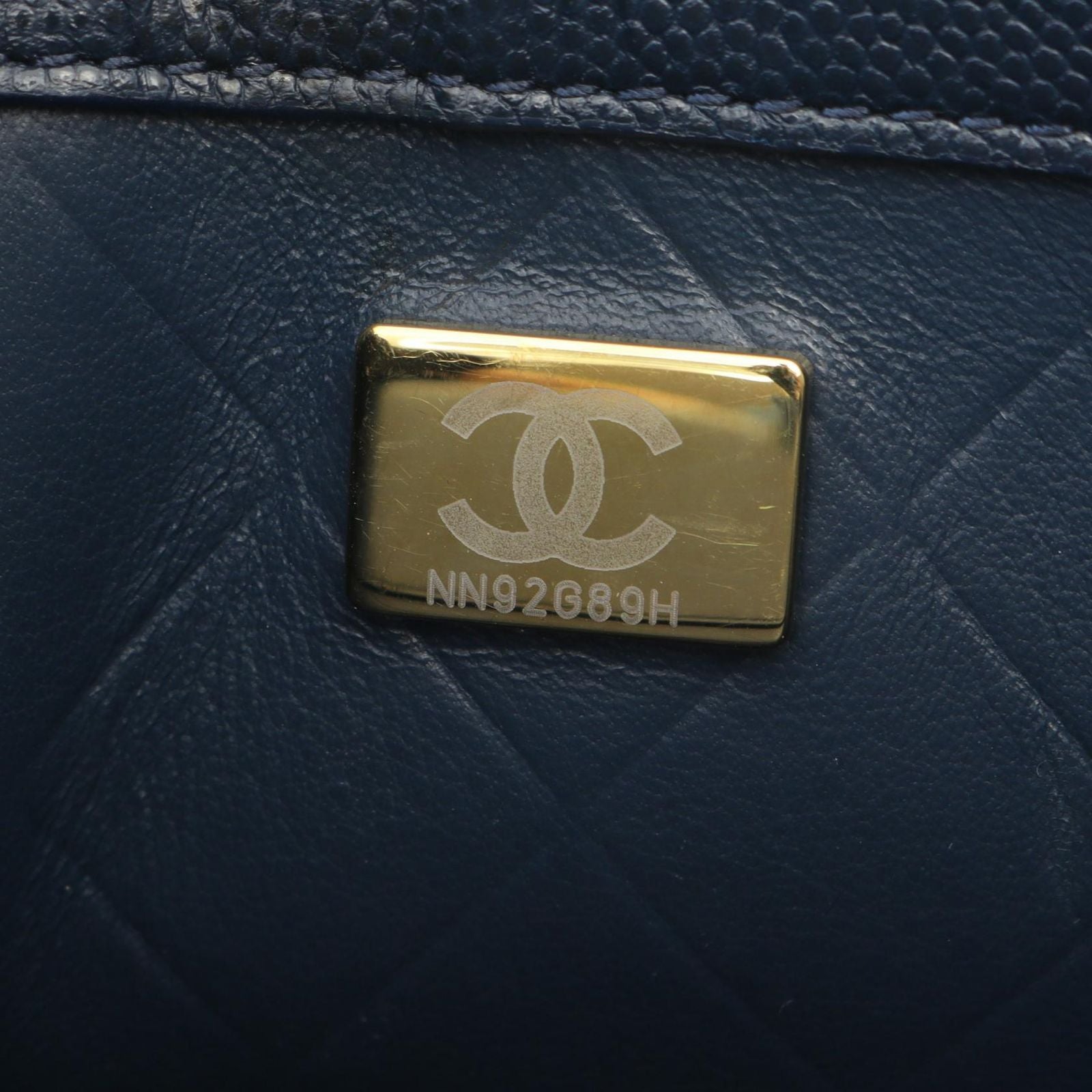 Chanel Shoulder Bag Quilted Navy Caviar Leather Small Chain — view 5