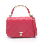 Chanel Shoulder Bag Quilted Top Handle 2-Way Magenta Lambskin Chain