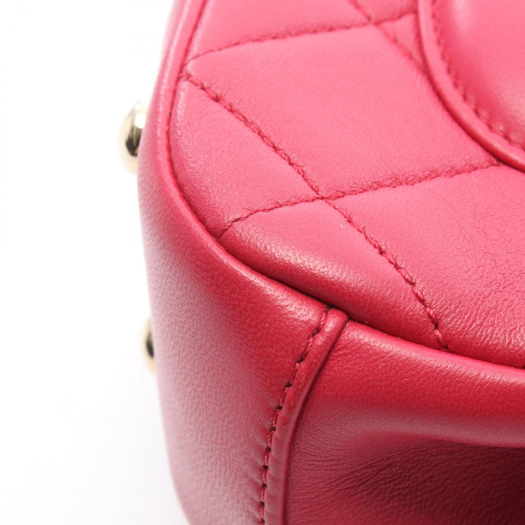 Chanel Shoulder Bag Quilted Top Handle 2-Way Magenta Lambskin Chain — view 7