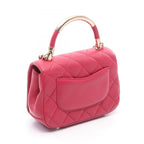 Chanel Shoulder Bag Quilted Top Handle 2-Way Magenta Lambskin Chain — view 2