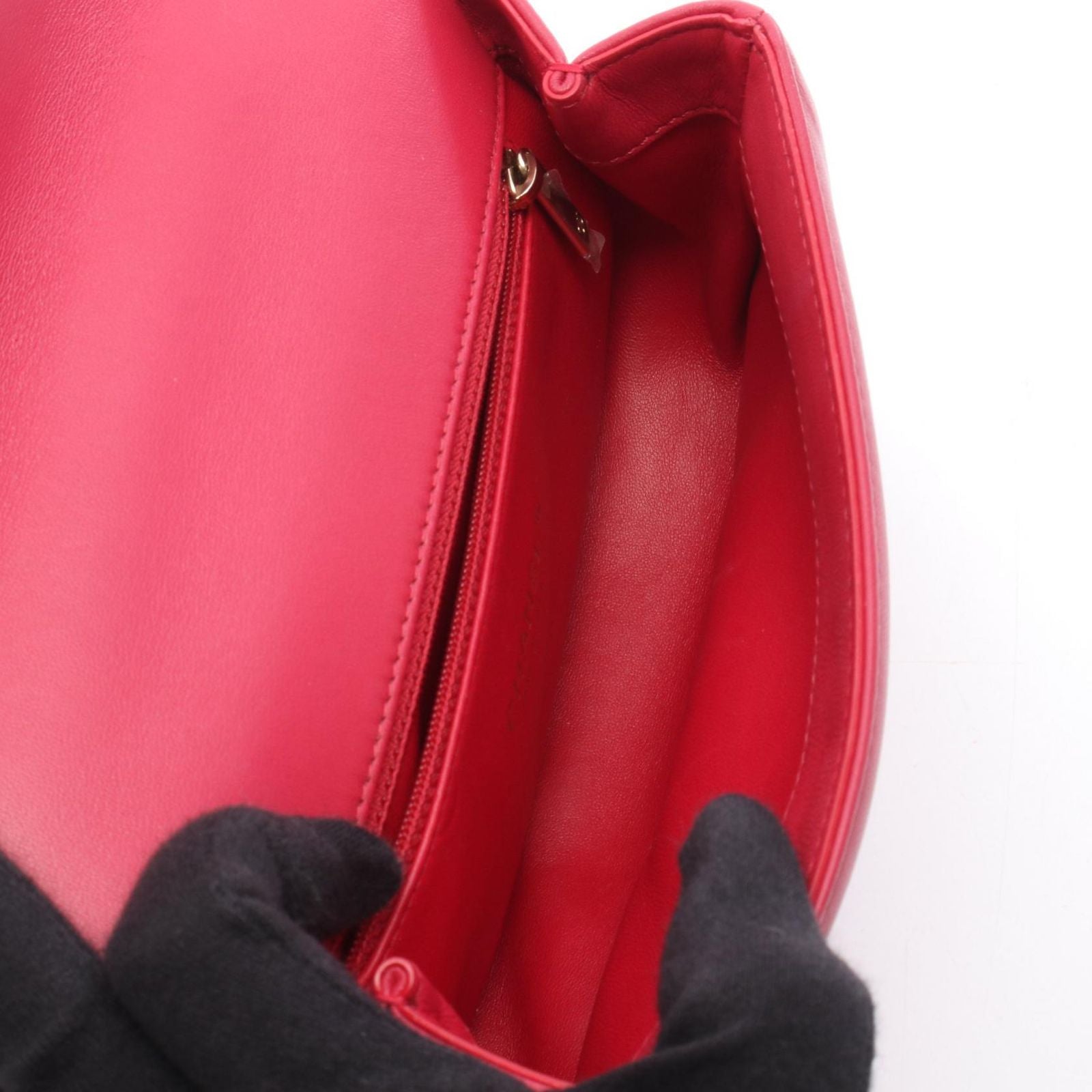 Chanel Shoulder Bag Quilted Top Handle 2-Way Magenta Lambskin Chain — view 3