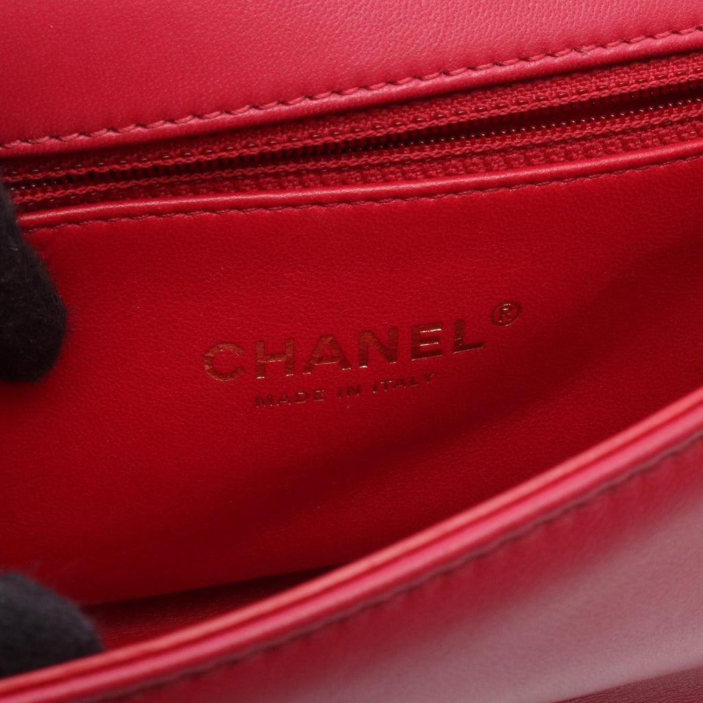 Chanel Shoulder Bag Quilted Top Handle 2-Way Magenta Lambskin Chain — view 4