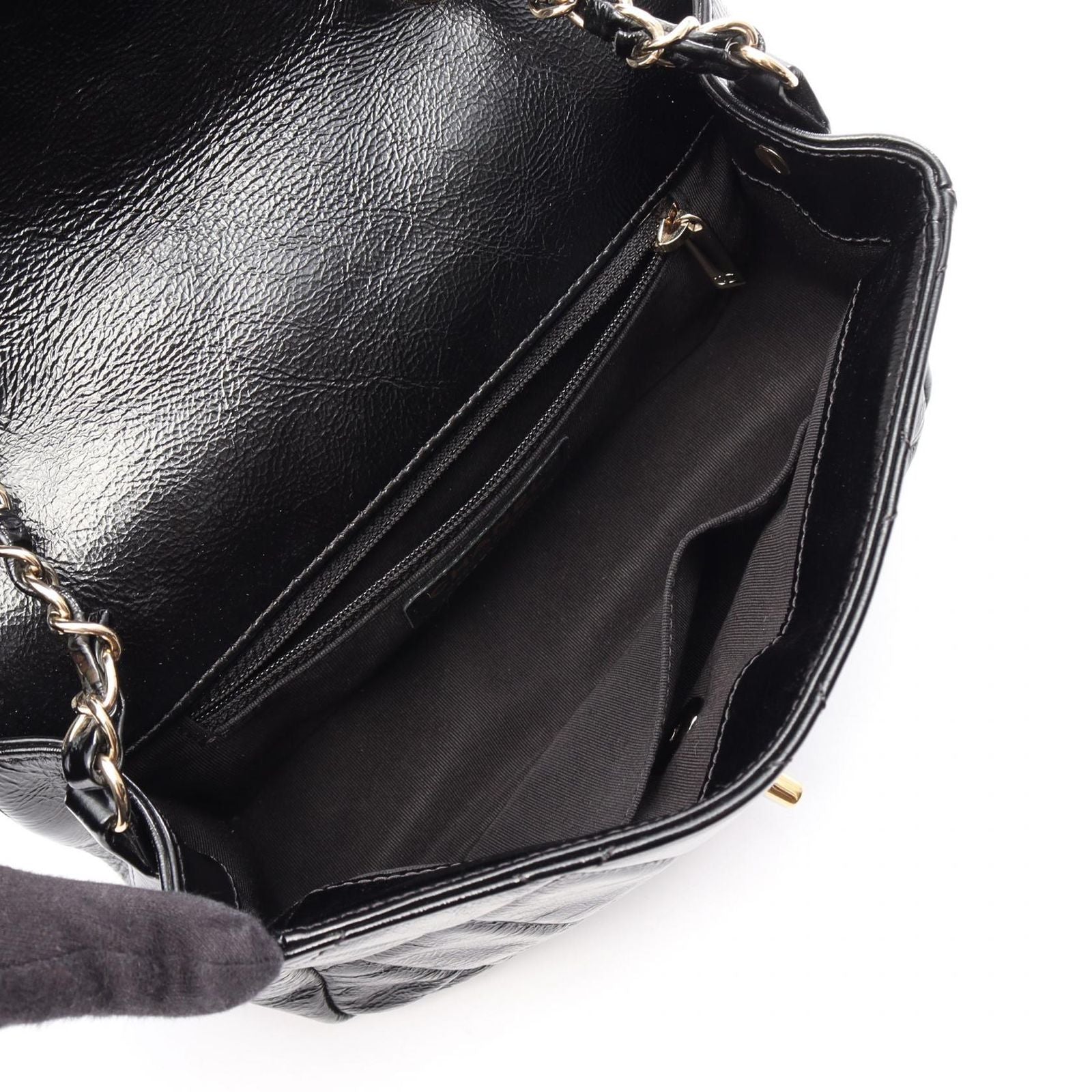Chanel Shoulder Bag Quilted Black Leather Small Flap Chain — view 3