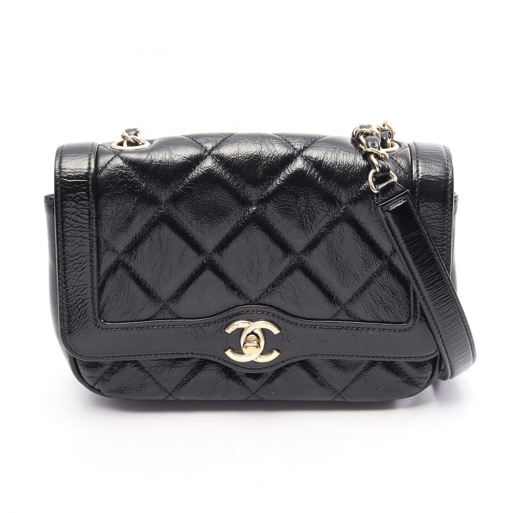 Chanel Shoulder Bag Quilted Black Leather Small Flap Chain