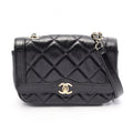 Chanel Shoulder Bag Quilted Black Leather Small Flap Chain