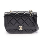 Chanel Shoulder Bag Quilted Black Leather Small Flap Chain