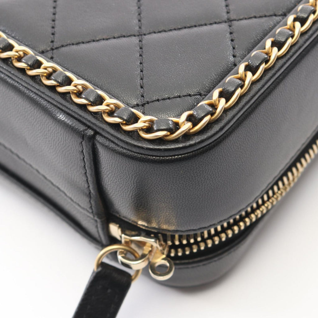 Chanel Shoulder Bag CC Filigree Small Vanity 2-Way Black Lambskin CC Quilted — view 8