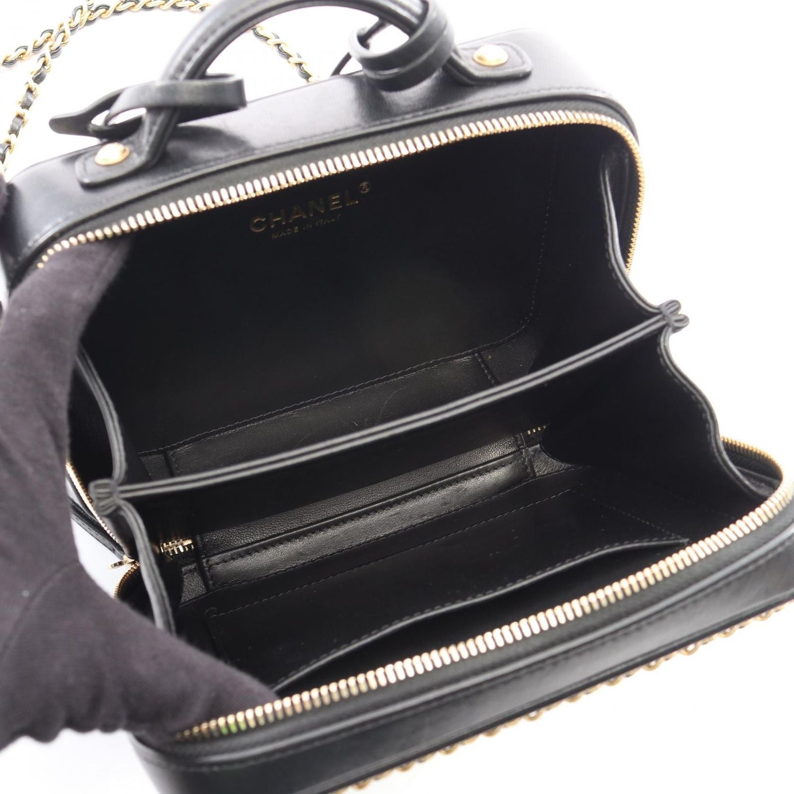 Chanel Shoulder Bag CC Filigree Small Vanity 2-Way Black Lambskin CC Quilted — view 3