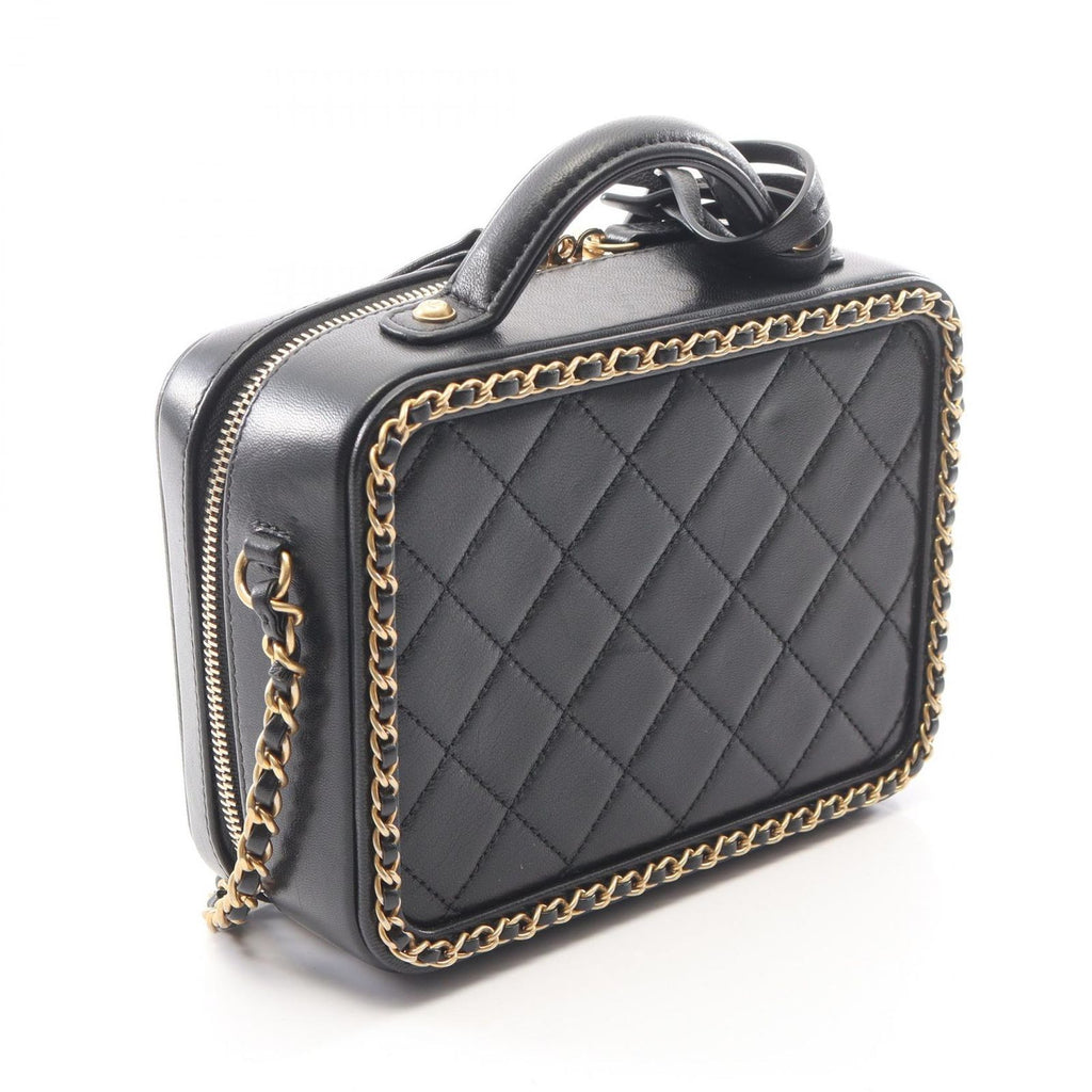 Chanel Shoulder Bag CC Filigree Small Vanity 2-Way Black Lambskin CC Quilted — view 2