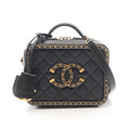 Chanel Shoulder Bag CC Filigree Small Vanity 2-Way Black Lambskin CC Quilted