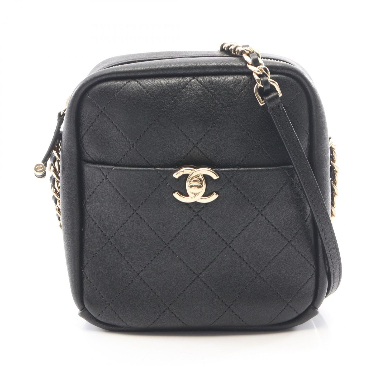 Chanel Shoulder Bag Quilted Small Black Lambskin Chain