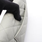 Chanel Shoulder Bag Quilted Light Gray Caviar Leather Chain Wallet — view 6