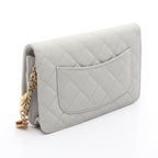 Chanel Shoulder Bag Quilted Light Gray Caviar Leather Chain Wallet — view 2