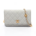 Chanel Shoulder Bag Quilted Light Gray Caviar Leather Chain Wallet