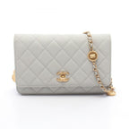 Chanel Shoulder Bag Quilted Light Gray Caviar Leather Chain Wallet
