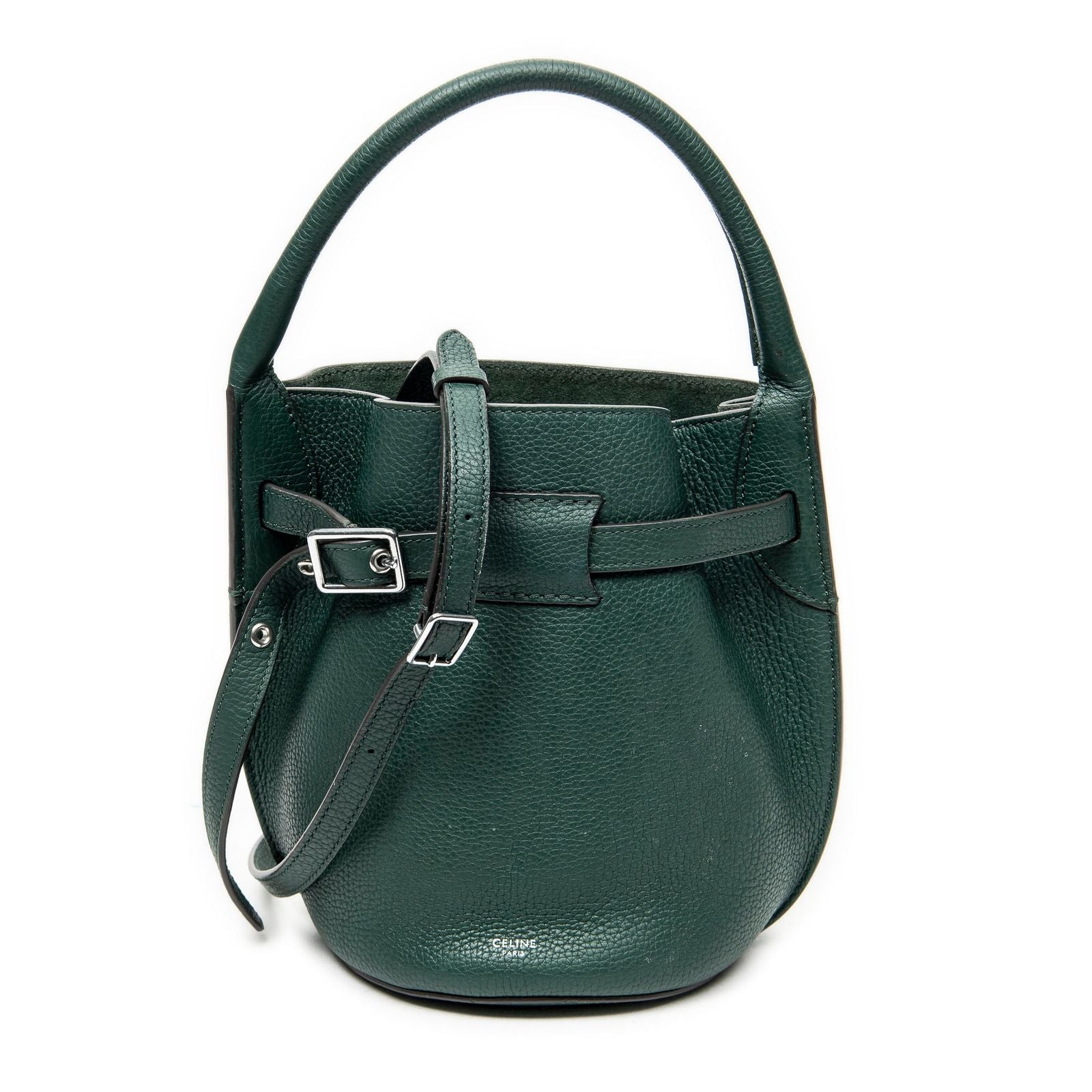 Celine Nano Big Bag Bucket Green Grain Calf Skin Leather