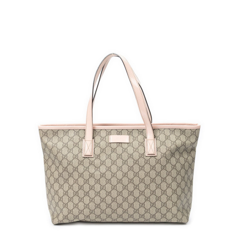 Gucci Zip Shopping Tote Beige Pink Supreme Canvas