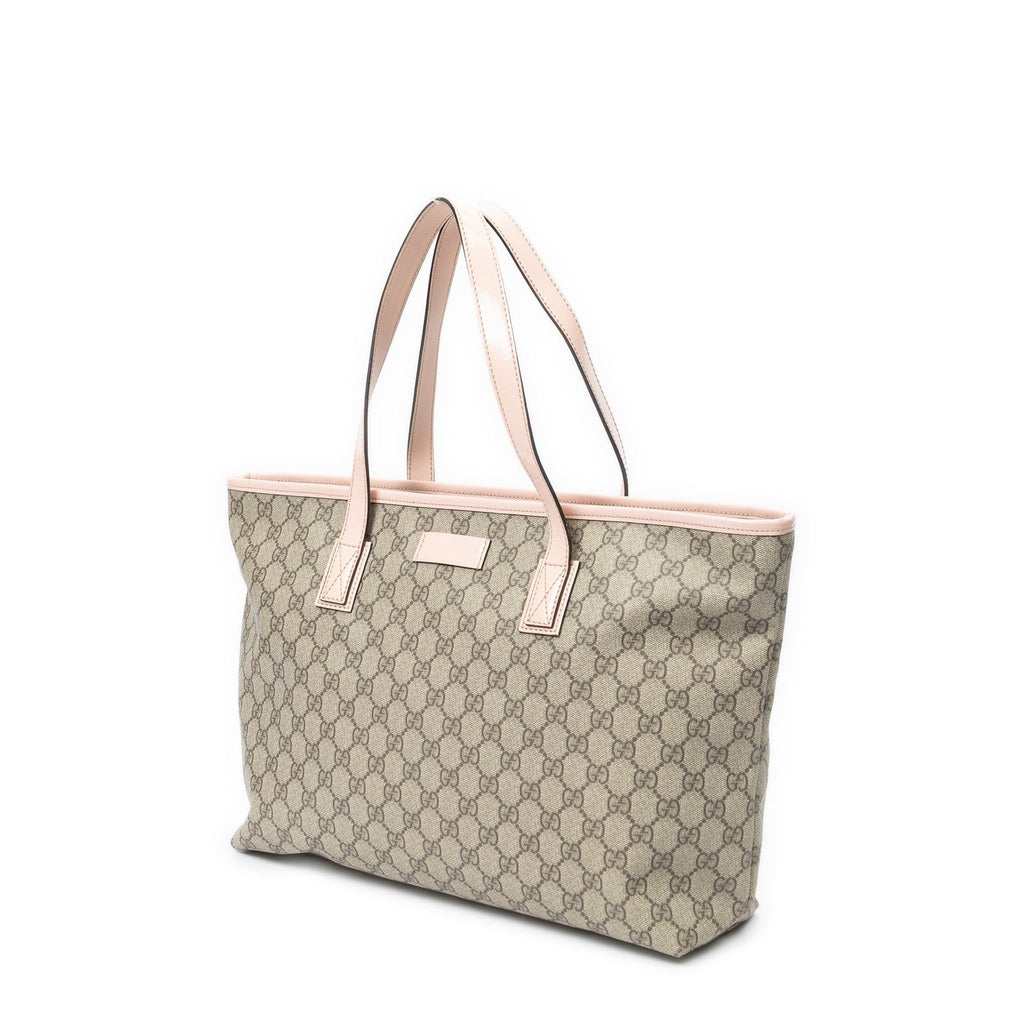 Gucci Zip Shopping Tote Beige Pink Supreme Canvas — view 2