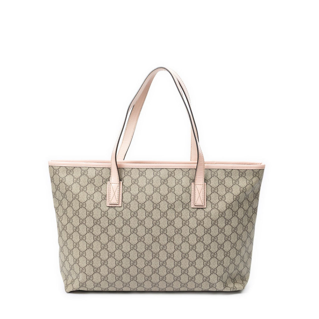 Gucci Zip Shopping Tote Beige Pink Supreme Canvas — view 5