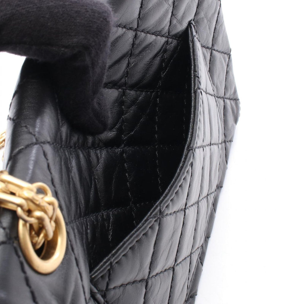 Chanel Shoulder Bag 2.55 Black Leather Mini Quilted Double Flap Chain — view 6