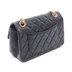 Chanel Shoulder Bag 2.55 Black Leather Mini Quilted Double Flap Chain — view 2