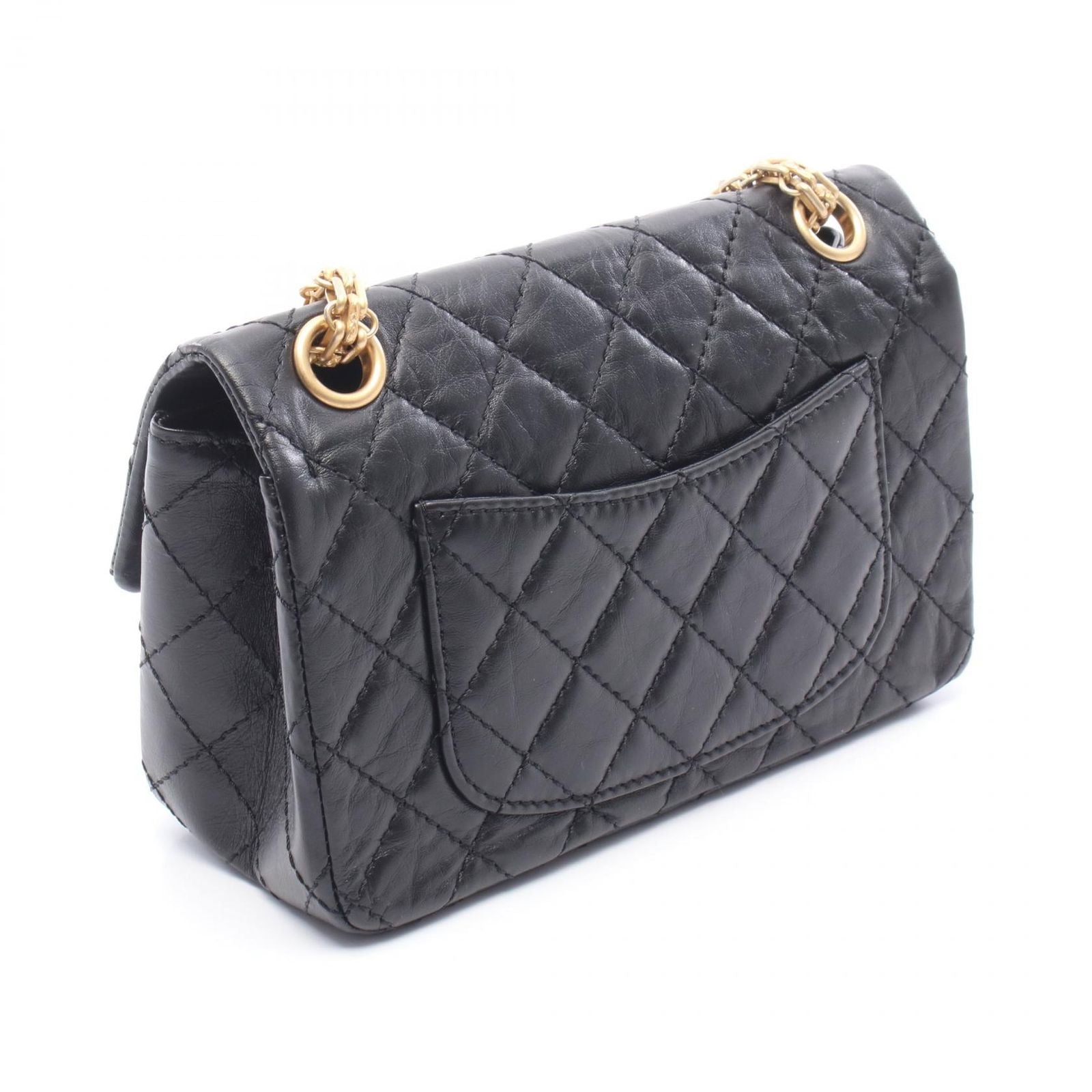 Chanel Shoulder Bag 2.55 Black Leather Mini Quilted Double Flap Chain — view 2