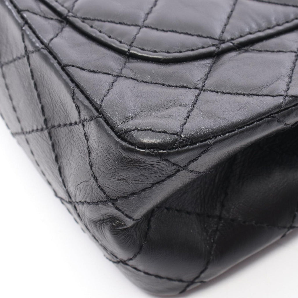 Chanel Shoulder Bag 2.55 Black Leather Mini Quilted Double Flap Chain — view 9