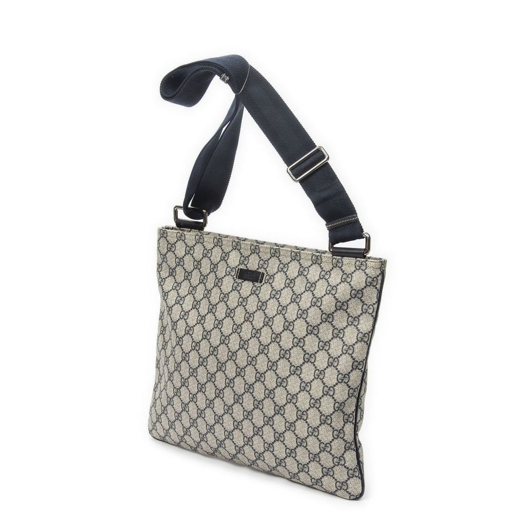 Gucci Large Square Zip Messenger Gray Navy Supreme Canvas — view 2