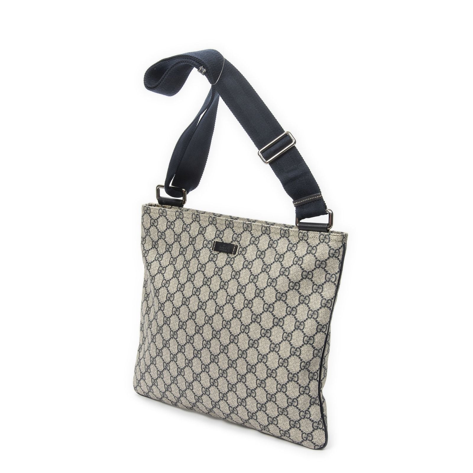 Gucci Large Square Zip Messenger Gray Navy Supreme Canvas — view 2