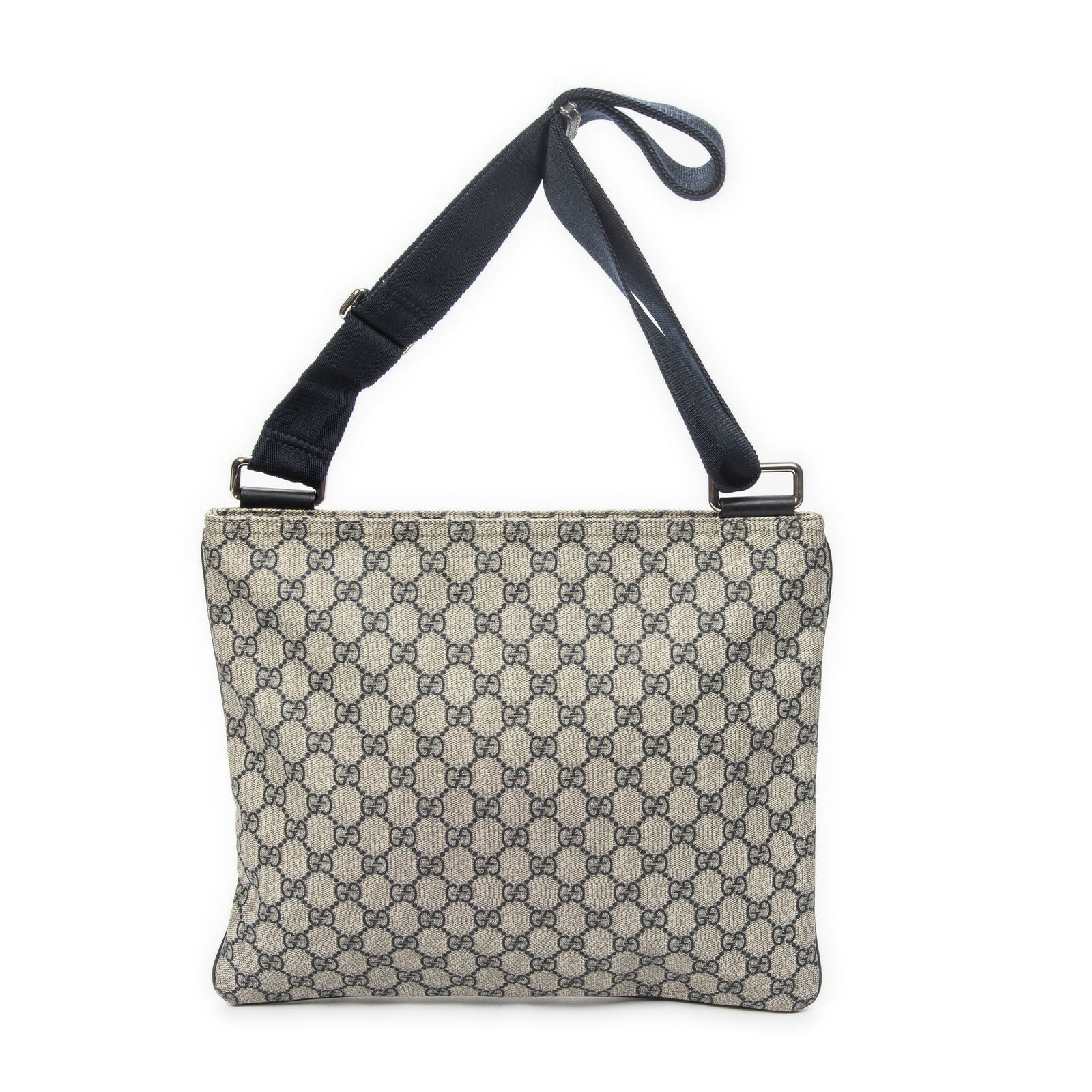 Gucci Large Square Zip Messenger Gray Navy Supreme Canvas — view 5