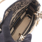 Dior Handbag Lady D-lite Mini 2-Way Gray Black Canvas Tote — view 3