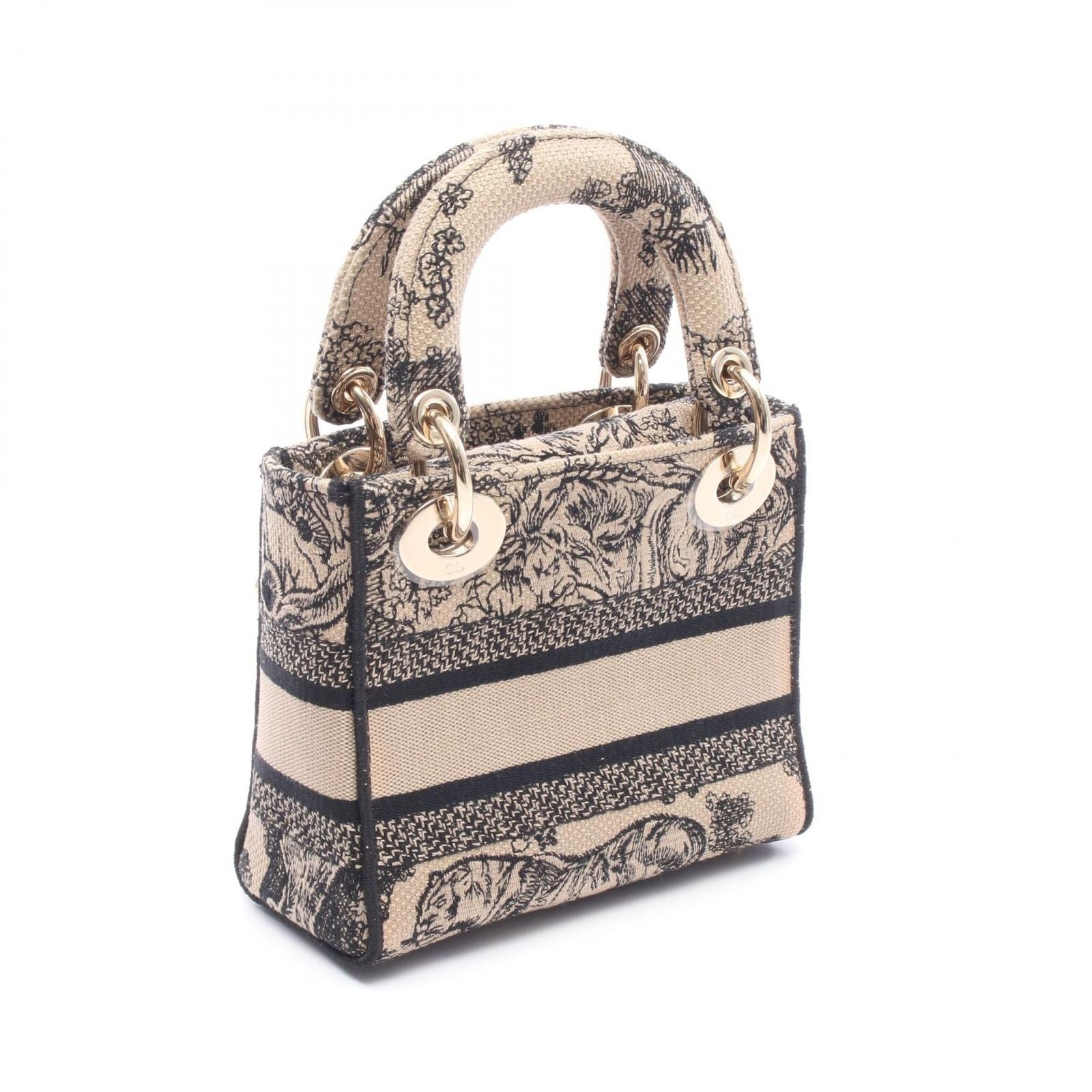Dior Handbag Lady D-lite Mini 2-Way Gray Black Canvas Tote — view 2